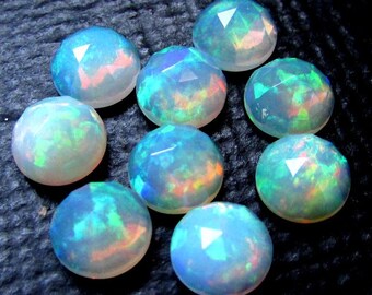 7mm Ethiopian Opal Rose Cut Cabochon: Multi-Fire Gemstone