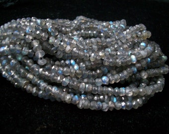 3.5mm AAA Labradorite Faceted Rondelle Beads - 13 Inch Strand