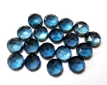 5 pieces 5mm London Blue Topaz Rosecut Round Gemstone, London Blue Topaz Round Rosecut Gemstone, London Blue Topaz Rosecut Cabochon Gemstone