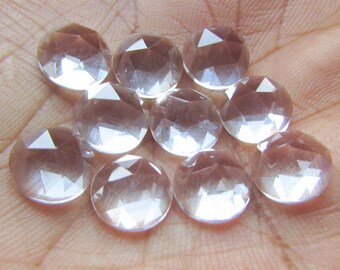 10 piece 4mm Clear Quartz Rosecut Round Cabochon Faceted Gemstone, Clear Quartz Round Rosecut Loose Gemstone, Crystal Rosecut Round Gemstone