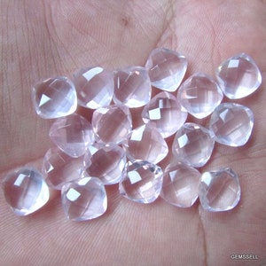 5 piece 8mm Rose Quartz Faceted Cushion Briolette Gemstone, Rose Quartz Cushion faceted briolette Gemstone, Rose Quartz Cushion Faceted Gems