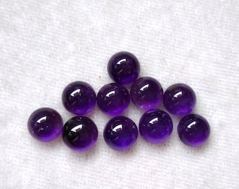 5 pieces 7mm Amethyst Cabochon Round Gemstone, Purple Amethyst round cabochon AAA Quality gemstone...