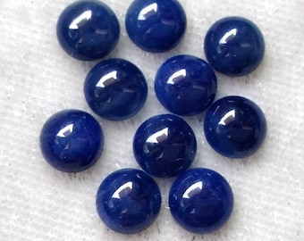 Natural Blue Sapphire Cabochon: 8mm Round AAA Gemstone