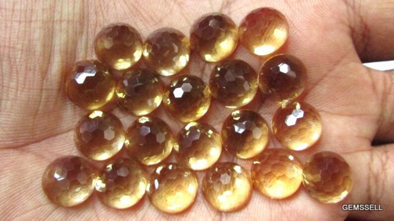 CITRINE Round Faceted Bottom Flat Gemstone 1 pieces 12mm Citrine Faceted Round Foot Ball Cut Gemstone Citrine Foot Ball Cut Round Faceted