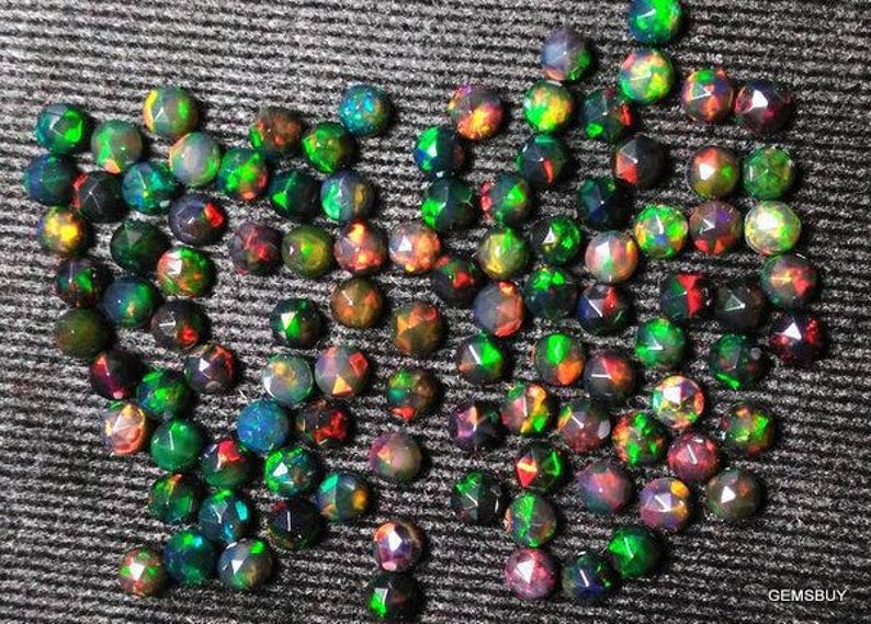 6mm Black Opal round Rose cut gemstone, Black Opal Rosecut Round loose gemstone, multi fire Ethiopian black opal Rosecut gemstone