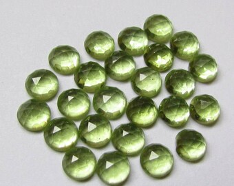 5 pieces 5mm Peridot Rose Cut Cabochon Round Gemstone - 5mm Peridot Round Cabochon Rosecut Gemstone - Peridot Rose Cut Cabochon Round