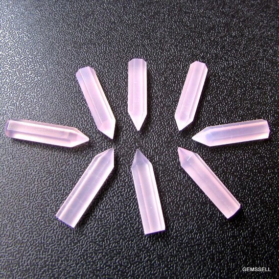 AAA Pink Chalcedony Pencil Gemstone: Faceted Crystal (5x20mm)