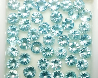 10 pièces 4mm Aquamarine Faceted Round AAA Quality gemstone, Aquamarine Round Faceted Loose Gemstone, Aquamarine Faceted Loose Gemstone