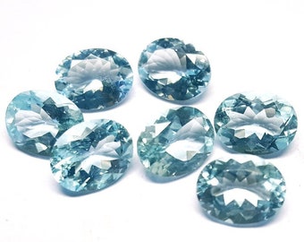 AAA Aquamarine Gemstone: 5x7mm Faceted Oval Loose Stone