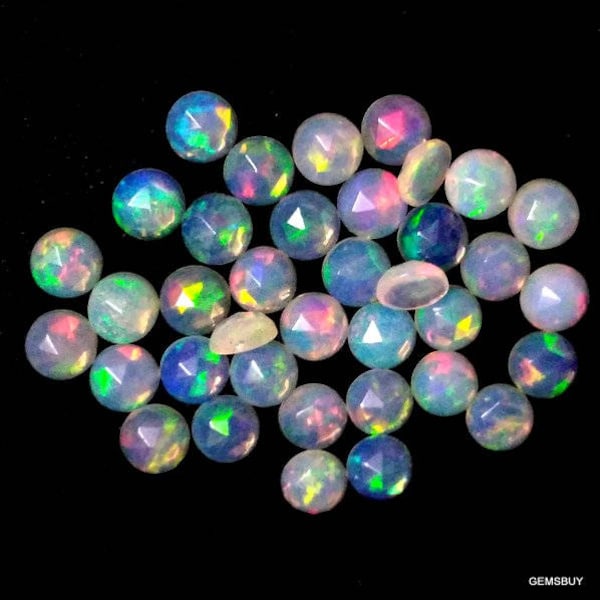 10 pieces 4mm Ethiopian Opal Rose Cut Loose Gemstone, Ethiopian Opal Round Rosecut Cabochon Bottom Flat AAA Quality gemstone