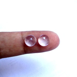 2 pieces Pair 8mm Rose quartz Rosecut Round Cabochon Faceted Gemstone, 100% Natural Rose quartz Round Rosecut Faceted gemstone