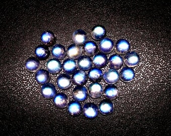 25 AAA Rainbow Moonstone Cabochons: 2mm Round Gemstones