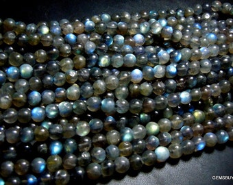 AAA Labradorite Round Beads Strand: 7mm Gray Gemstone Balls (13.5 inch)