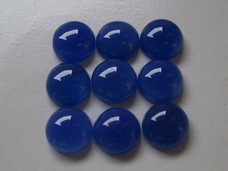12mm Deep Blue Chalcedony Cabochon Round cabochon Gemstone | Etsy