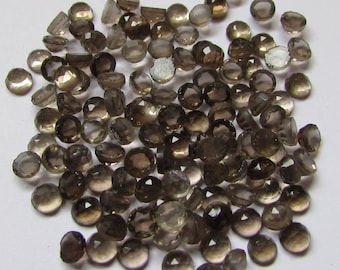 10 stuks rookkwarts ronde cabochons van 4 mm roosgeslepen