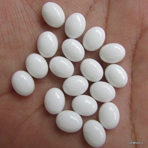 White Agate Cabochon: 7x9mm Oval Gemstone, AAA Quality (5 Pcs)