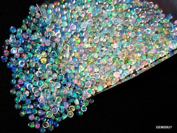 25 Ethiopian Opal Cabochons: 3mm Round Multi-Fire Gemstones
