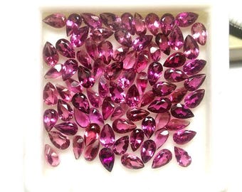 10 AAA Pink Tourmaline Gemstones: Faceted Pear Cut, 3x5mm