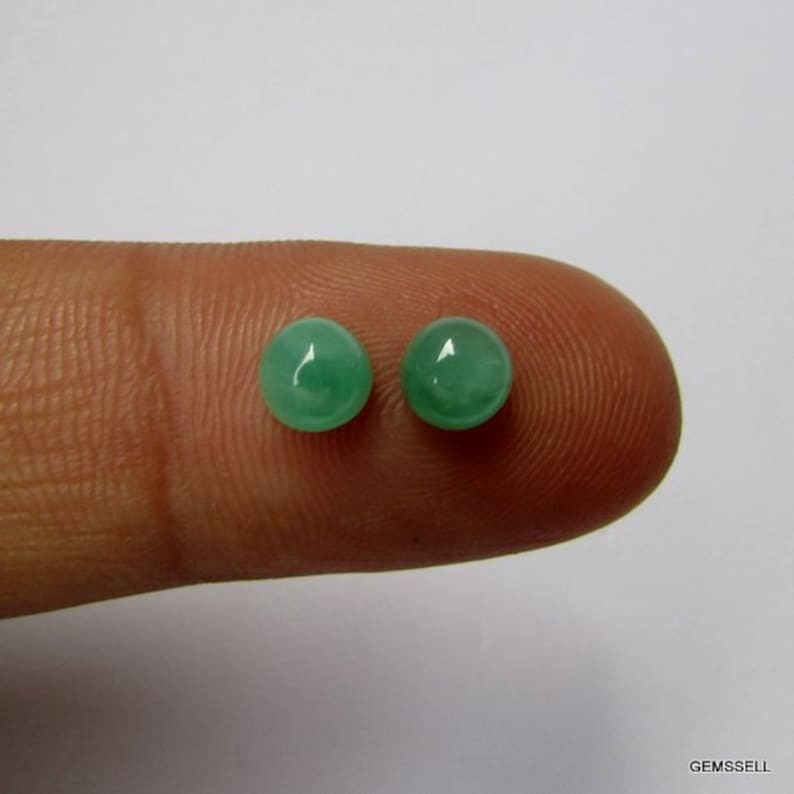 2 piece Pair 5mm Emerald Cabochon Round Gemstone, Emerald Round Cabochon Gemstone, Green Emerald Cabochon Round Loose Gemstone