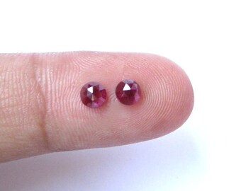 2 pieces Pair 4mm Rhodolite Garnet Rosecut Round Cabochon Faceted Gemstone, 100% Natural Rhodolite Garnet Round Rosecut Faceted Gemstone