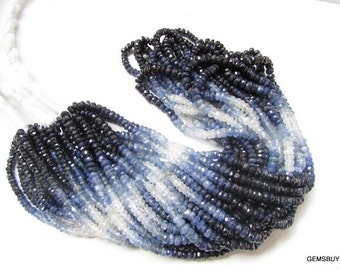 3.5mm AAA Blue Sapphire Rondelle Beads: 16" Faceted Gemstone Strand