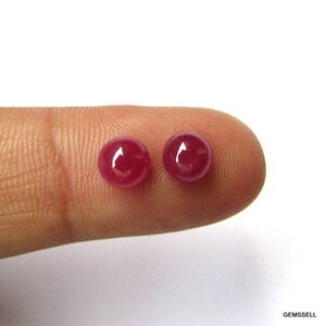 2 piece Pair 5mm Ruby Cabochon Round Gemstone, Ruby Round Cabochon Gemstone, Pair Red Ruby Cabochon Loose Gemstone