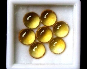 AAA Citrine Cabochon Gemstone: 6mm Round, Golden Yellow (5 Pieces)