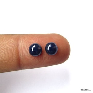 Pair 2 pieces 4mm Blue Sapphire Cabochon Round Gemstone, Blue Sapphire Round Cabochon Gemstone, Pair Blue Sapphire Cabochon Round Gemstone