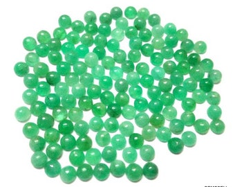 10 AAA Emerald Cabochon Gemstones: Round Loose Green Stones (2mm-3mm)