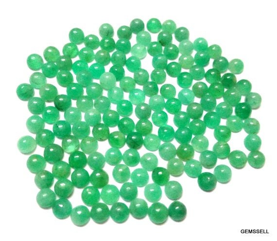 10 AAA Emerald Cabochon Gemstones: Round Loose Green Stones (2mm-3mm)