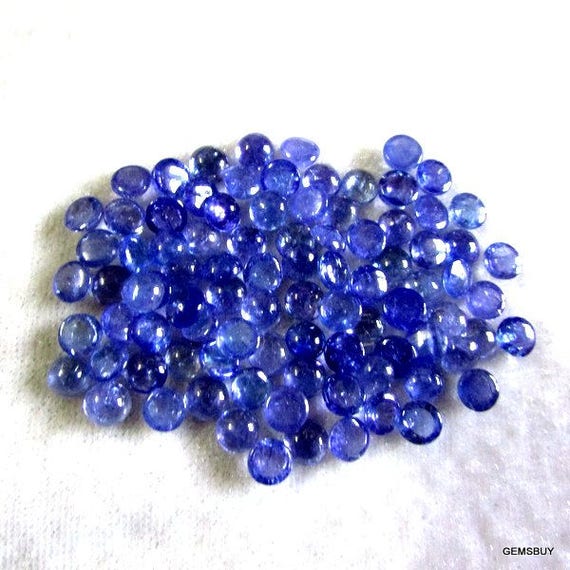AAA Tanzanite Cabochons: 5mm Round Loose Gemstones, 10 Pcs