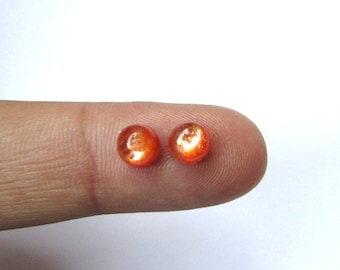 Sunstone Cabochon Pair: Orange Round Gemstones (6mm)