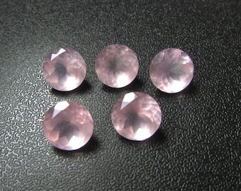 10 piedras preciosas redondas facetadas de cuarzo rosa AAA (5-6 mm)