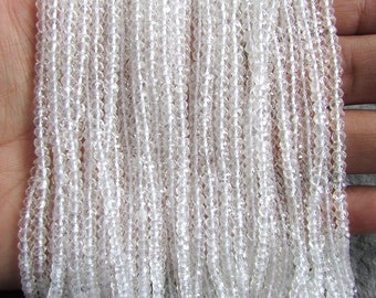 4mm Crystal Quartz Rondelle beads faceted gemstone, 13 inch Crystal Faceted Beads Rondelle, Clear Quartz Rondelle Beads Faceted Gemstone