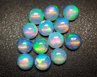 7mm Ethiopian Opal Cabochon: Multi-Fire Round Gemstone