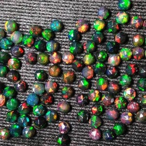10 pcs 5mm Black Opal Rose cut Round gemstone, Natural Black Opal Round Rose cut loose gemstone, multi fire ethiopian black opal Cabochon