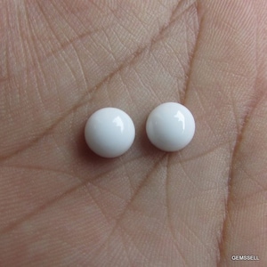 2 pieces Pair 8mm White Agate Cabochon Round Gemstone, White Agate Round Cabochon Loose Gemstone, White Agate Cabochon Round Loose Gemstone