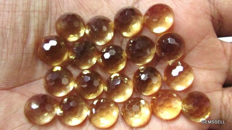 CITRINE Round Faceted Bottom Flat Gemstone 1 pieces 12mm Citrine Faceted Round Foot Ball Cut Gemstone Citrine Foot Ball Cut Round Faceted
