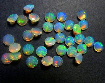 10 AAA Ethiopian Opal Gemstones: 2mm Faceted Round, Multi-Fire