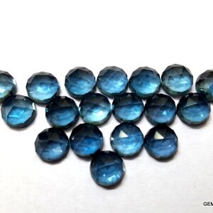 5 pieces 6mm London Blue Topaz Rose cut Cabochon Round Loose Gemstone, London Blue Topaz Round Cabochon Rosecut Faceted Loose Gemstone