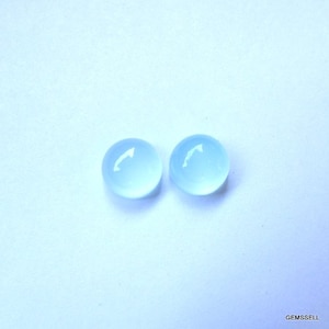 2 piece Pair 8mm Aqua Chalcedony Cabochon Round Gemstone, Aqua Chalcedony Round Cabochon Gemstone, Aqua Chalcedony Cabochon Loose Gemstone