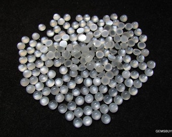 AAA Weißer Mondstein Cabochons: Runde Edelstein Set (4-8 mm, je 5 Stück)