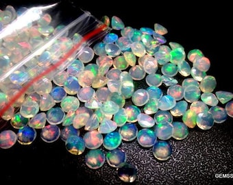 10 Ethiopian Opal Gemstones: Faceted Round Cut (2mm-6mm)