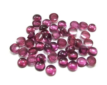 Rhodolite Garnet Cabochons, 4mm Round, Pink Gemstone, 10 Piece Lot