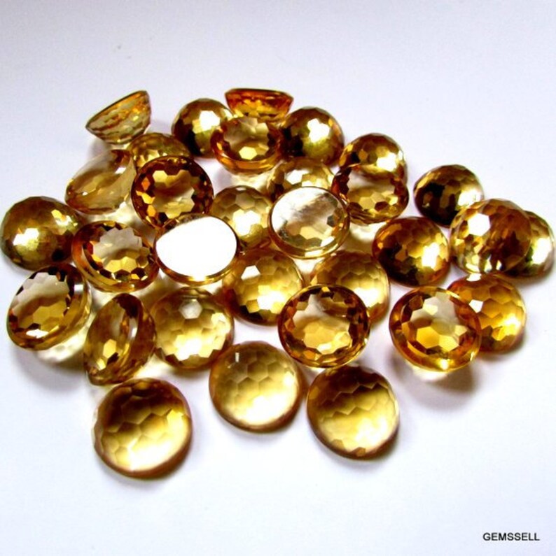 CITRINE Round Faceted Bottom Flat Gemstone 1 pieces 12mm Citrine Faceted Round Foot Ball Cut Gemstone Citrine Foot Ball Cut Round Faceted