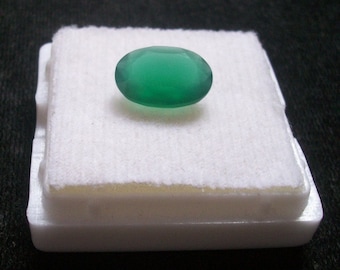 AAA Green Onyx Gemstone: 10x14mm Faceted Oval Loose Stone