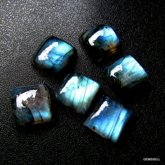 Natural Labradorite Cabochon: AAA Quality Square Gemstone, 12mm