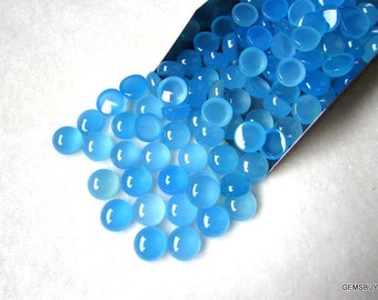 5 pieces 10mm Blue Chalcedony Cabochon Round Gemstone, 10mm BLUE CHALCEDONY Round Cabochon Gemstone, Blue Chalcedony Cabochon AAA Quality