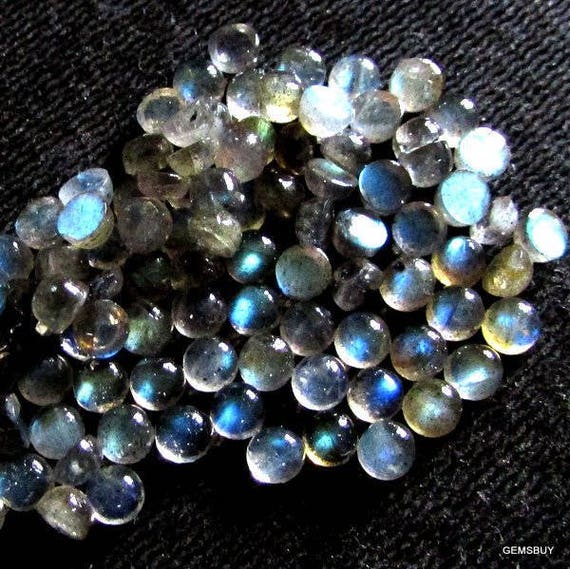 5 Pcs AAA Labradorite Round Cabochon Gemstones - 5mm Multi Fire