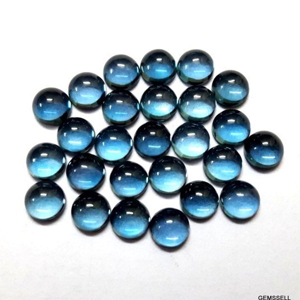 1 piece 6mm London Blue Topaz Cabochon Round Loose Gemstone, London Blue Topaz Round Cabochon gemstone, London Blue Topaz Cabochon Gemstone